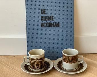 2 x vintage Germany Stoneware Bavaria Winterling Cup & Saucer set ceracolor