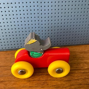 Vintage Babar Toy Car / airplane Vilac 1989 - Made in France / Elephant 3 red yellow car