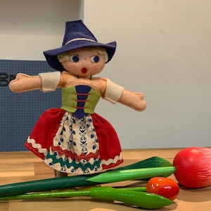 Set of Two wooden Tulips and a beautiful girl