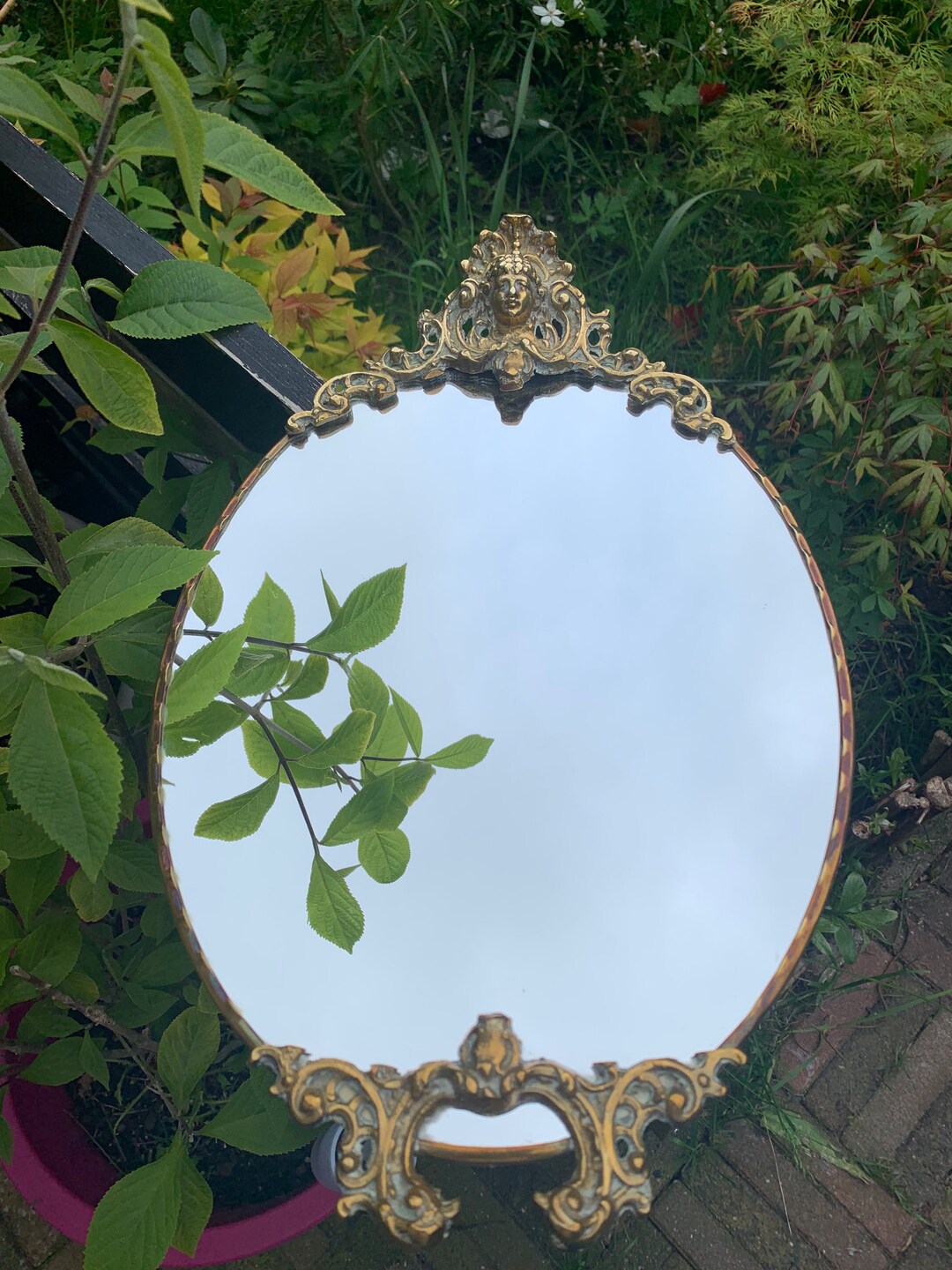 Art Nouveau Brass Mirror / Vintage Wall Mirror Etsy