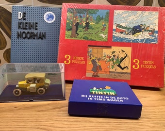 vintage - casse-tête TinTin 3 / Kuifje / puzzle Herge Wavery 1977 / Cartes à jouer / Ford t 1910 / Congo