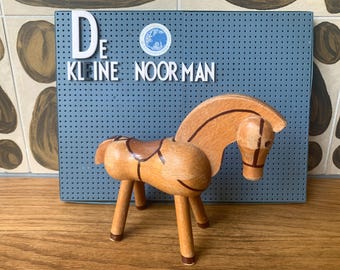 Rare vintage Kay Bojesen Danemark poney avec harnais figurine vintage objet cheval en bois jouet