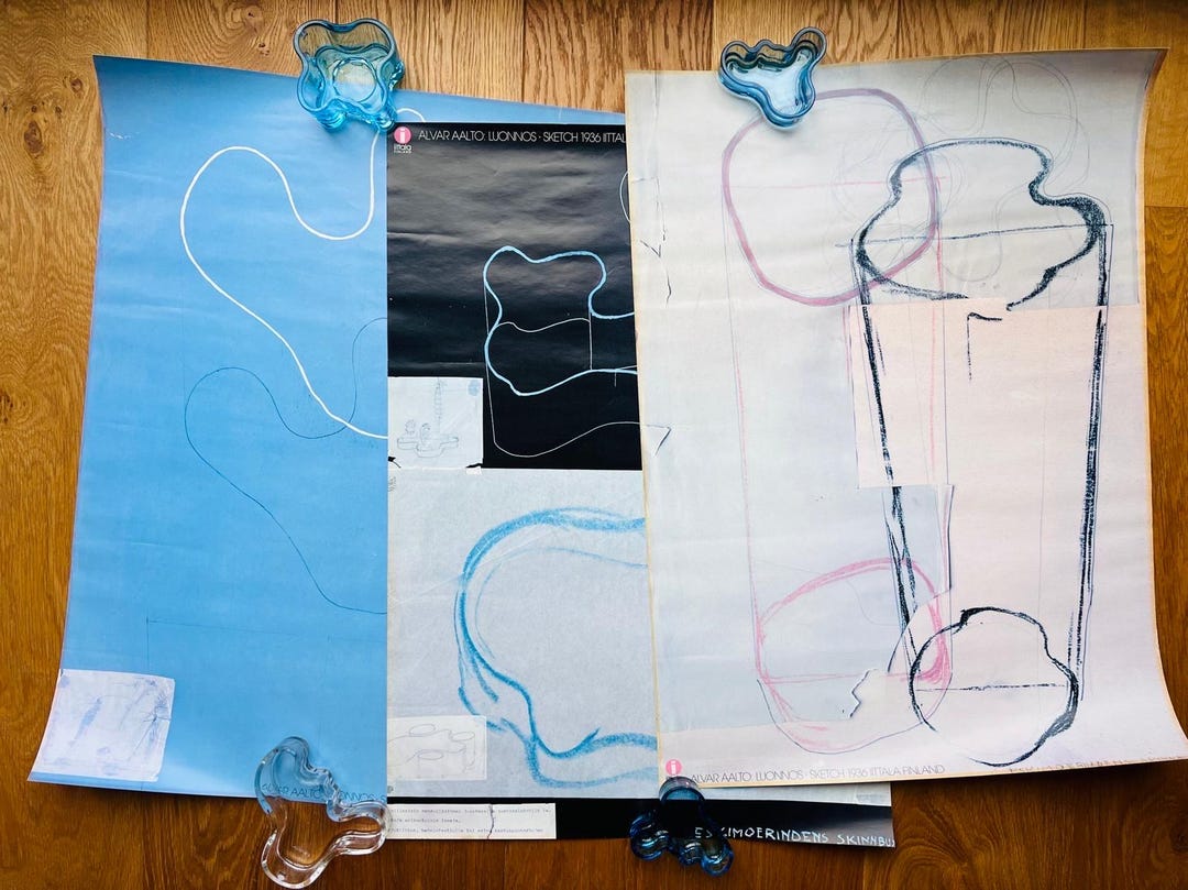 3 X Alvar Aalto Collection Art Poster / Vintage / Rare
