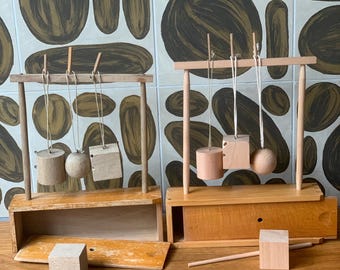 Vintage houten Montessori Waldorf frobel Fröbel geometrische ontdekken