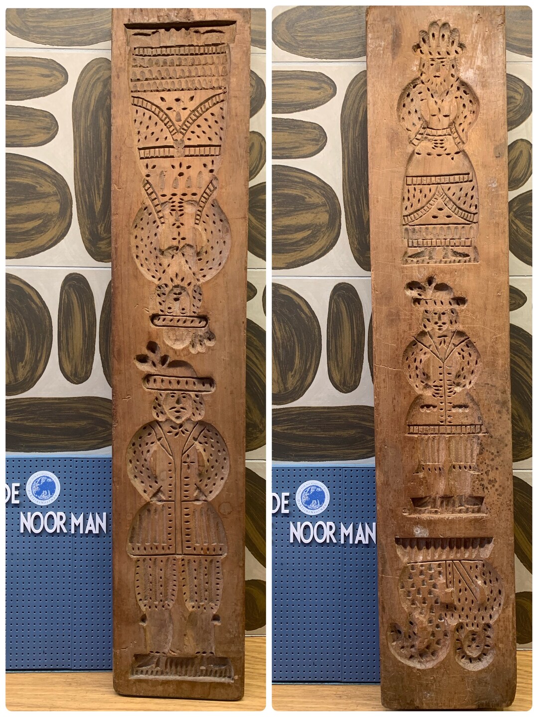 Ancien Moule à Biscuits Speculoos En Bois Creusé - Déco Vintage 57cm