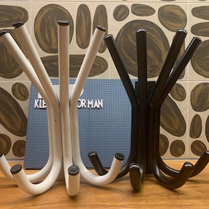 Vintage cluster Wall coat rack with 4 hooks - 80s White / black metal