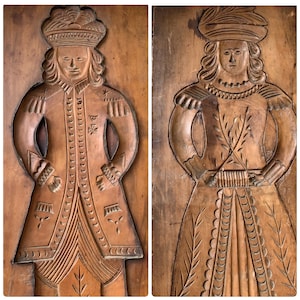 Dubbelzijdige zeldzame houten Speculaas koekjesvorm - Speculaasplank - Peperkoek - Zuid Nederland