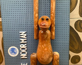 Grand singe gonk troll vintage en bois, homme des cavernes, danois Kay Bojesen / Style scandinave 19 cm