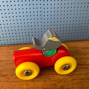 Vintage Babar Toy Car / airplane Vilac 1989 - Made in France / Elephant image 10
