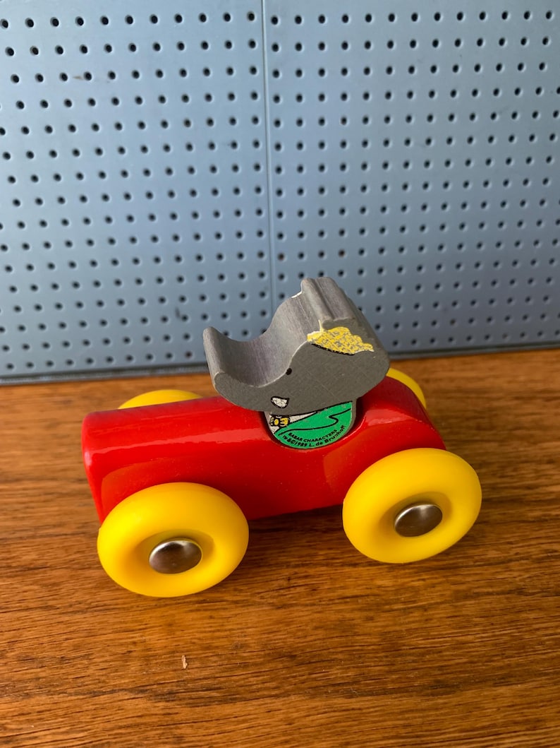 Vintage Babar Toy Car / airplane Vilac 1989 - Made in France / Elephant image 10