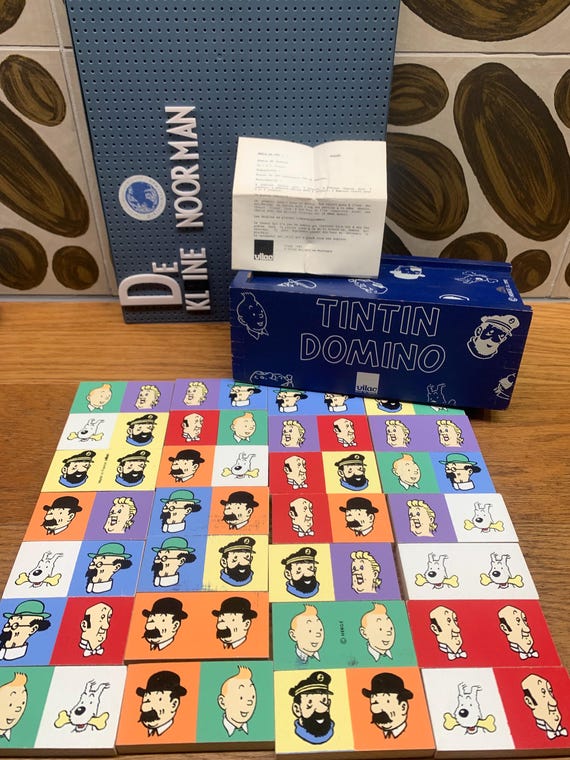 Vintage Vilac Wooden Tintin Dominoes Set 1992 Boxed & Complete