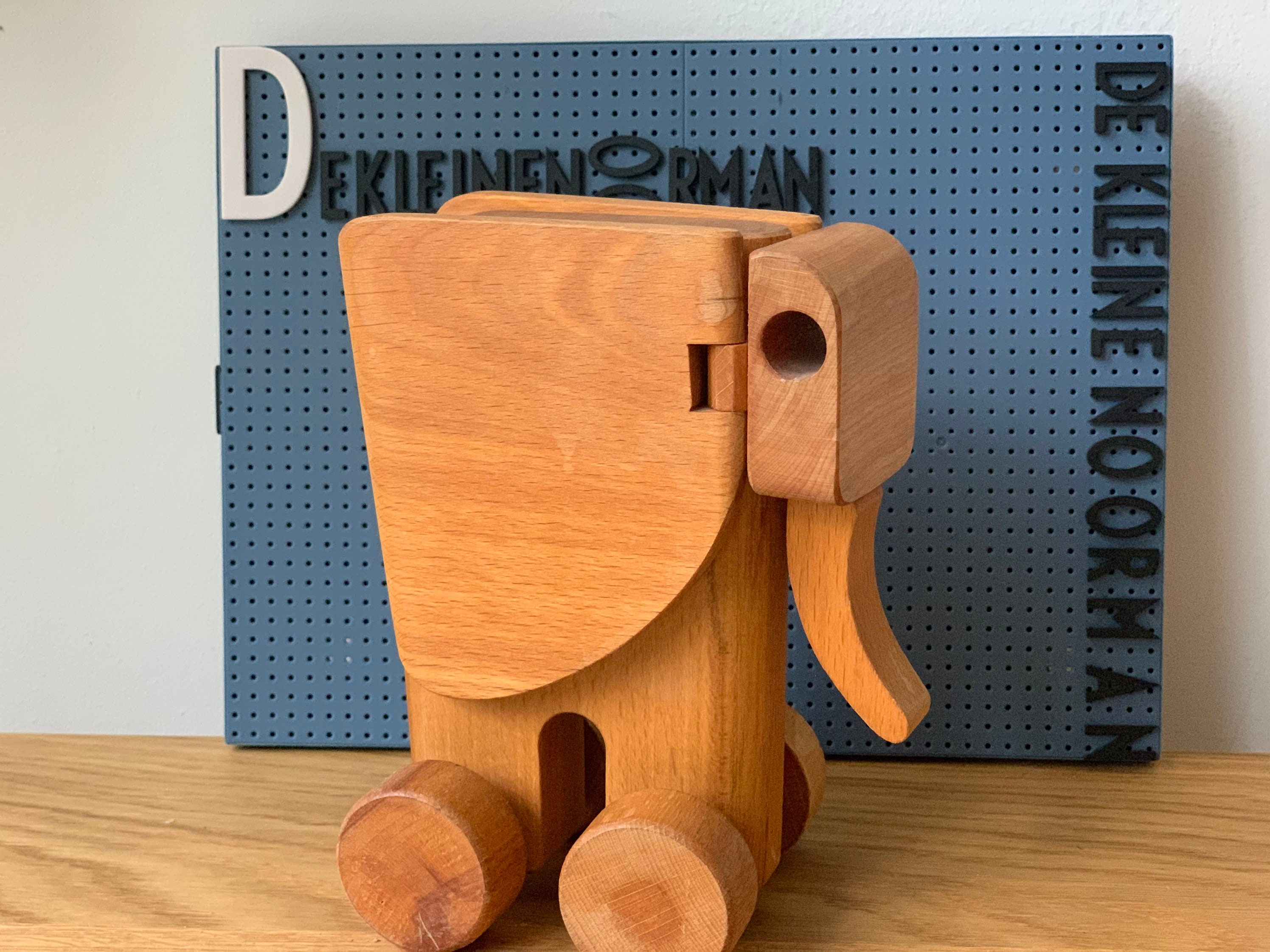 Vintage Solid Wooden Toy on Wheels Elephant Push Pull Toy Etsy