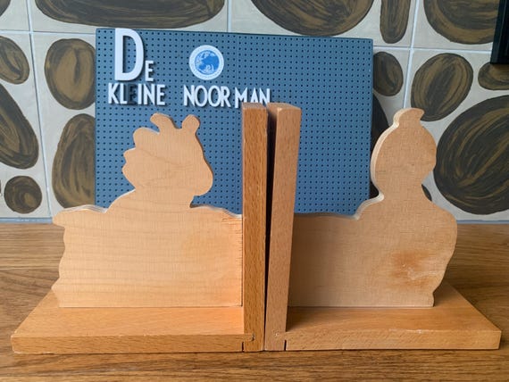 Vintage Set of 2 Vilac Wooden Tintin & Snowy Bookends / Book