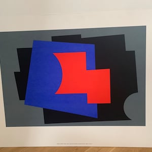 Amedee Cortier (1921 - 1976), Rouge - Bleu, 1990 rood en blauw, ORIGINELE vintage zeefdruk / zeldzaam