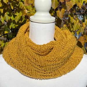 READY TO SHIP Hand Knit Scarf - Mustard Scarf - Hand Knit Cowl Scarf