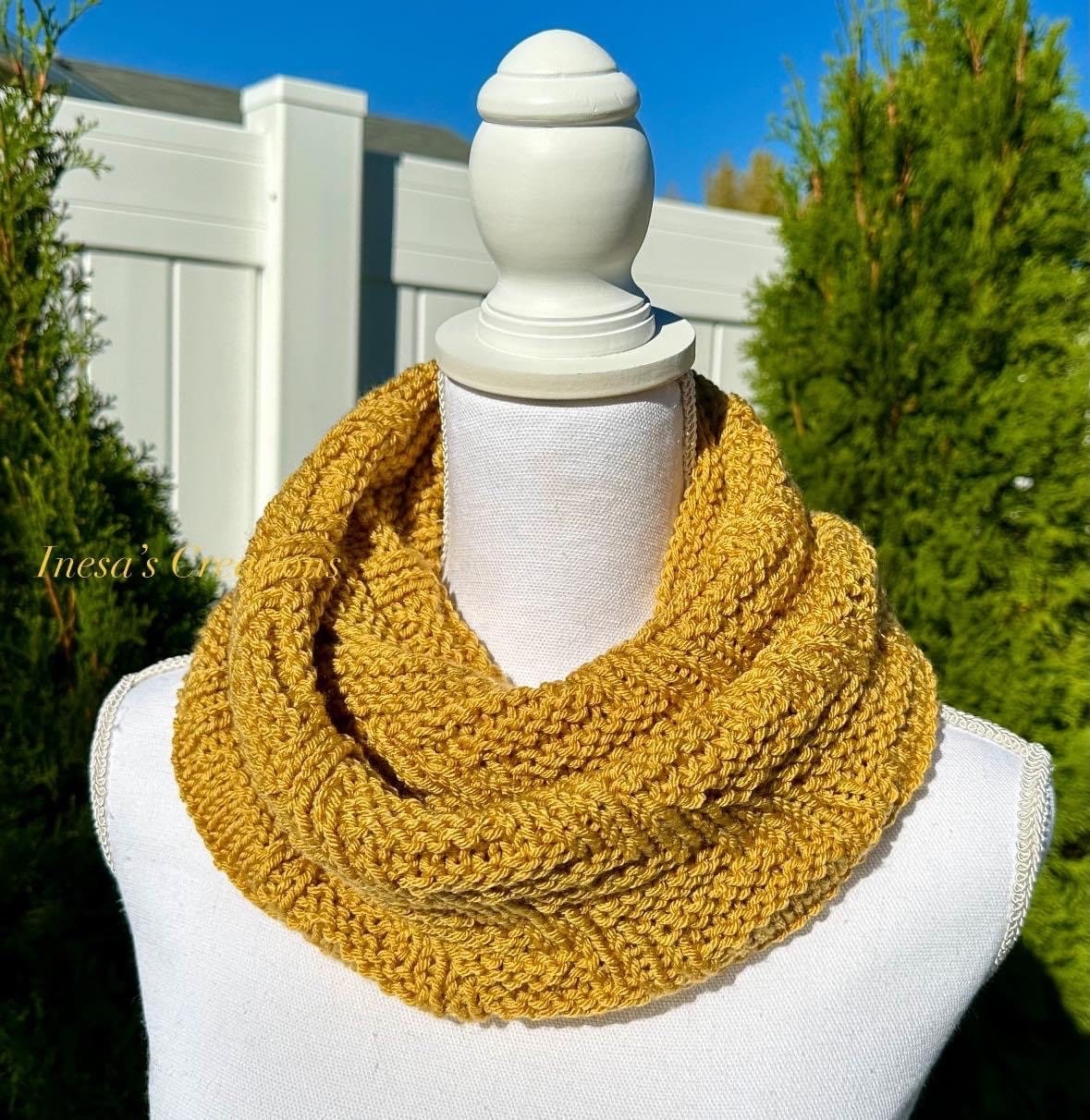 Hand Knit Mustard Cowl Scarf – Infinity Acrylic Yarn - Etsy