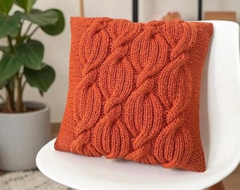 Federa per cuscino a forma di zucca lavorata a mano con bottoni: 18"x18", arredamento autunnale per la casa