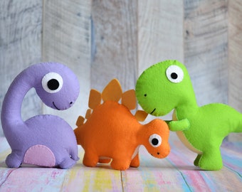 Felt stuffed plush dinosaur toy Cute dinosaurus baby shower gift Dino toy Toddler stuffed toy