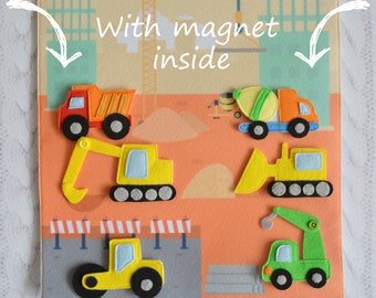 Toddler Quiet Toy: Construction Vehicle Felt Busy Board