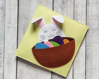 Felt Easter Bunny Quiet Book Page: Sensory Toddler Toy