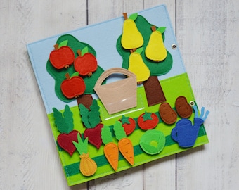 Felt Garden Quiet Book Page: Montessori Toddler Activity