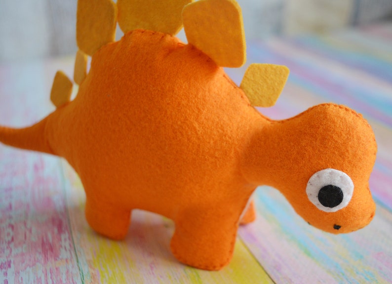 Felt stuffed plush dinosaur toy Cute dinosaurus baby shower gift Dino toy Toddler stuffed toy image 6