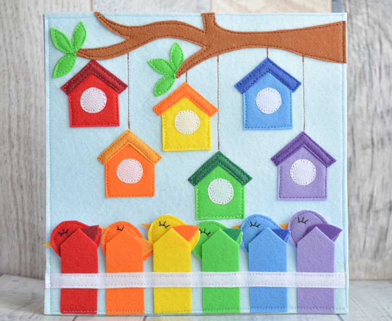 Educational quiet toddler book page Busy sensory board Felt image 4