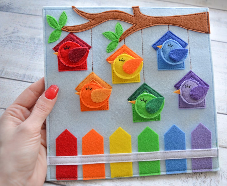 Educational quiet toddler book page Busy sensory board Felt image 7