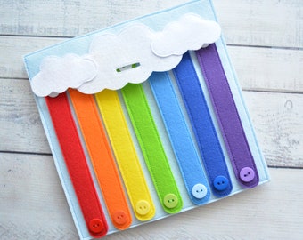 Felt Rainbow Busy Book Page: Montessori Toddler Quiet Toy