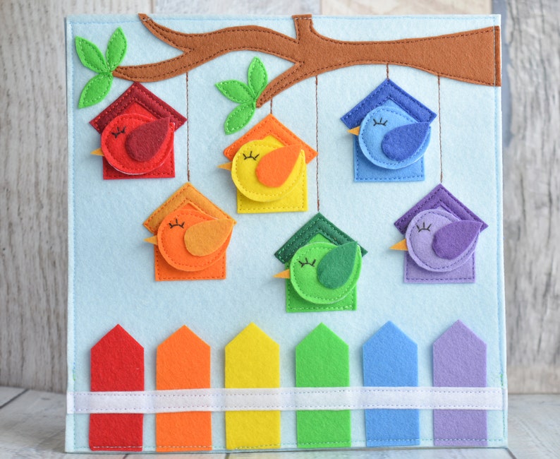 Educational quiet toddler book page Busy sensory board Felt image 5