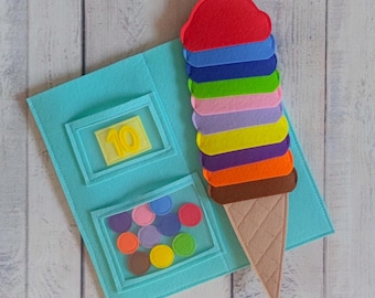 Felt Montessori Quiet Book Page: Ice Cream Counting Toy
