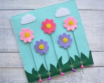 Montessori Felt Flower Sensory Board: Toddler Quiet Book Page