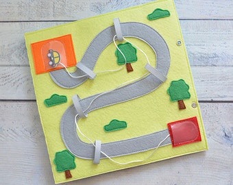 Felt quiet book for boy Busy book page Toddler Montessori activity baby book One page 1-4 year