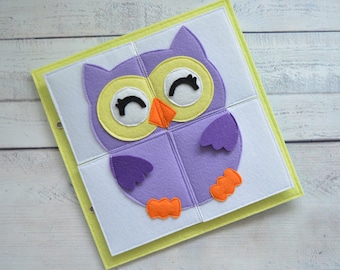 Montessori Felt Owl Puzzle: Toddler Quiet Book Page