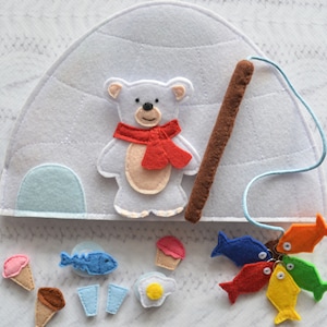Felt quiet book Toddler busy book Toy baby activity Montessori book Sensory travel toy Fine motor skills Eco-friendly Igloo Polar bear