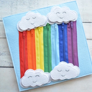 Activity book page Felt quiet busy toddler book montessori toy Sensory board Rainbow One page 1-4 year