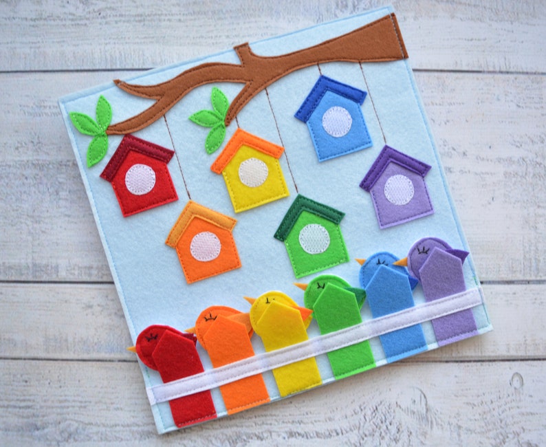Educational quiet toddler book page Busy sensory board Felt image 2