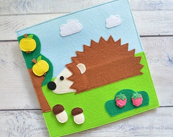 Felt quiet toddler activity book page Baby busy book Hedgehog One page 1-4 year