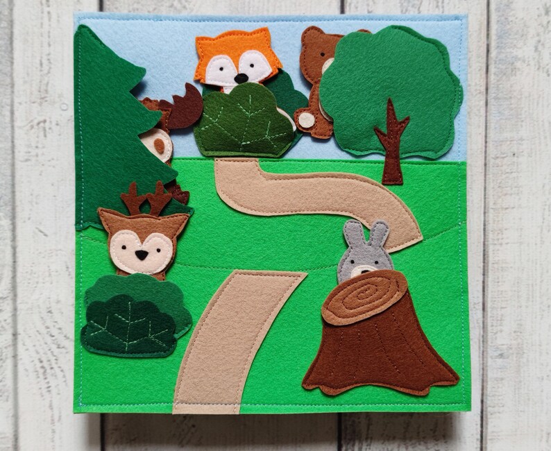 Felt educational toy Baby sensory board Travel toy Quiet toddler book page One page 1-4 year image 7