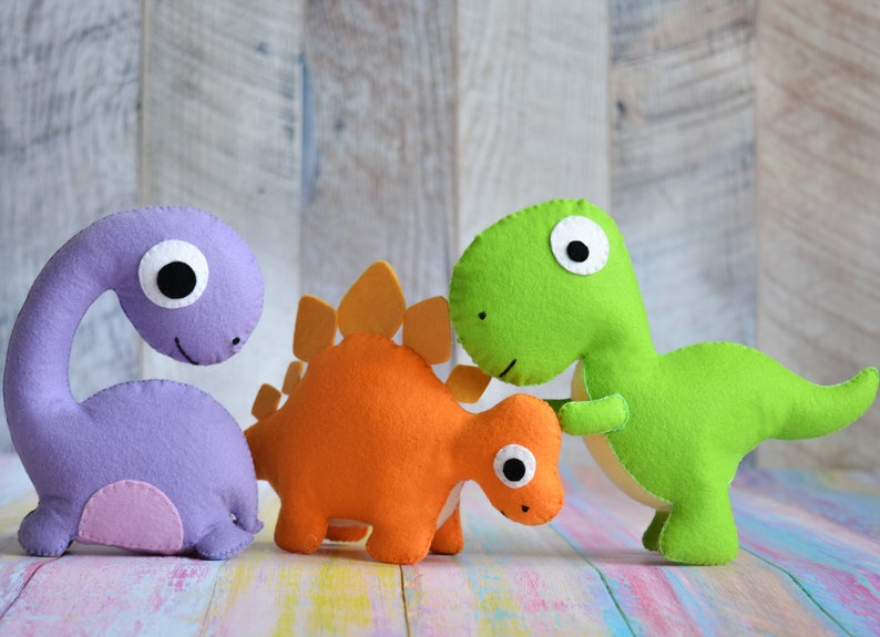 Felt stuffed plush dinosaur toy Cute dinosaurus baby shower gift Dino toy Toddler stuffed toy image 1