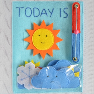 Felt weather chart Baby sensory board Toddler quiet toy Montessori learning toy Pretend play Eco-friendly toy Travel toy Fine motor skills
