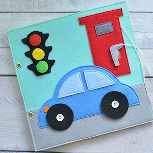 Quiet book page for boy Toddler busy activity book page Car play mat One page 1-4 year