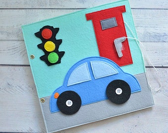Felt Car Quiet Book Page: Montessori Activity Toy