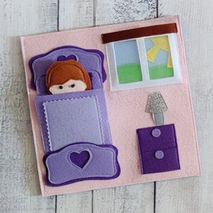 Felt educational toy Girl quiet book page Busy baby girl toy One page 1-4 year
