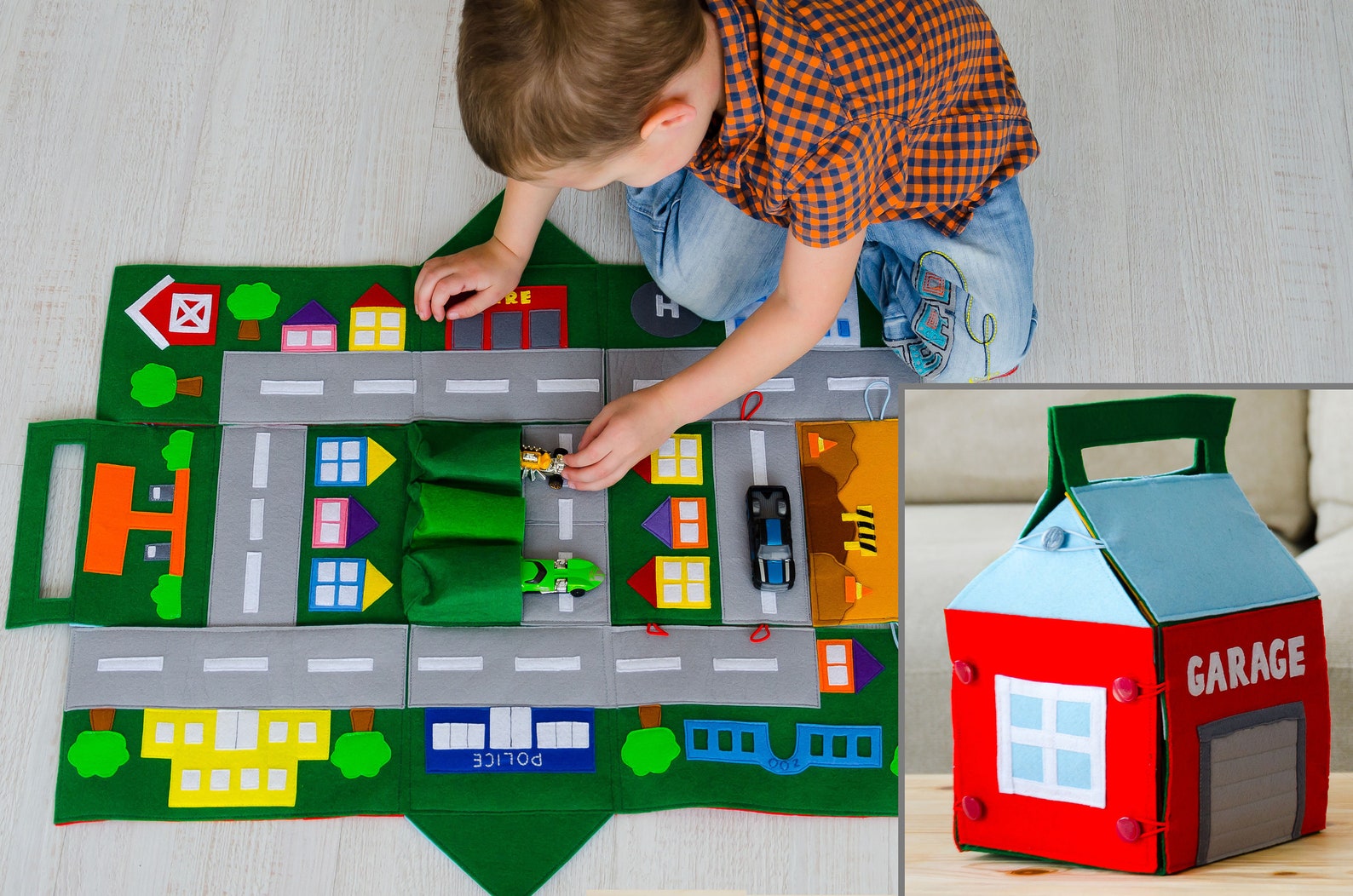 Felt Car Play Mat Kids Road Map Play Mat Track for Boy Toy Car Etsy