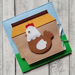 Montessori busy book page Felt Farm toddler quiet book page Activity sensory toy One page 1-4 year