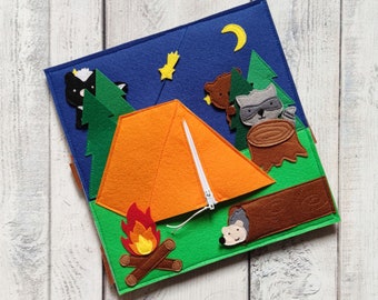 Felt Forest Animals Quiet Book Page: Montessori Sensory Toy