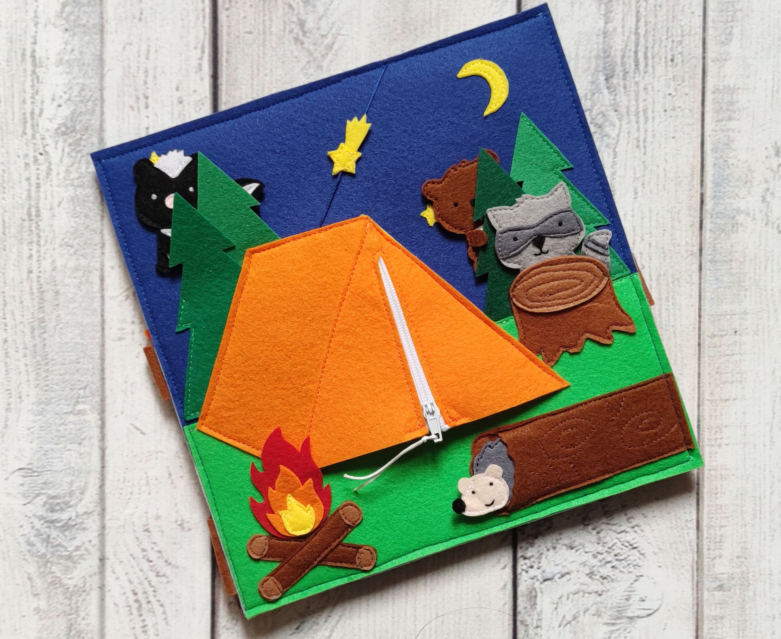 Felt Forest Animals Quiet Book Page: Montessori Sensory Toy