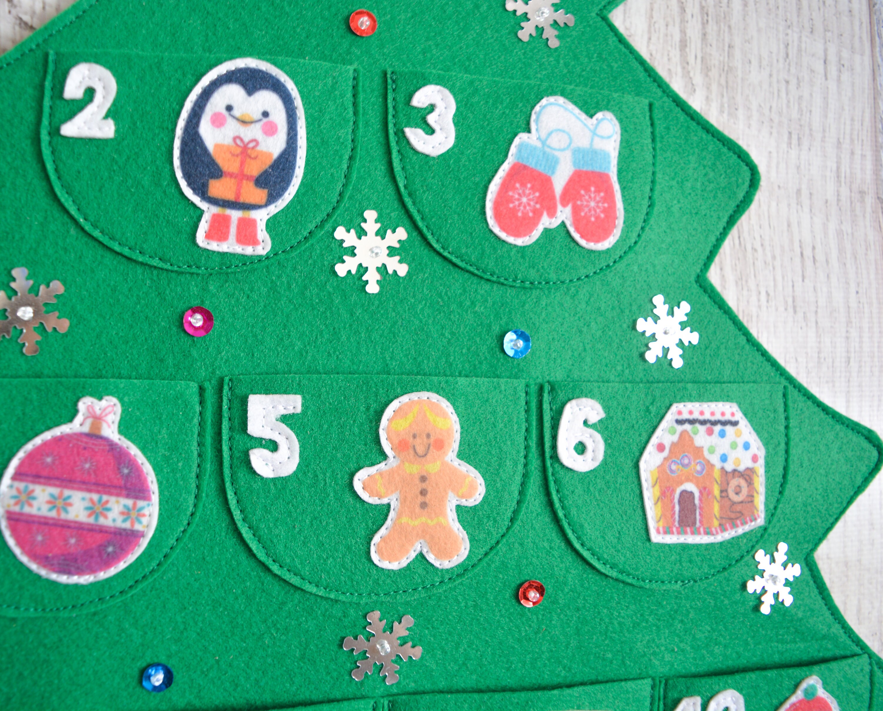 Personalized felt Christmas advent calendar Xmas tree pocket Etsy