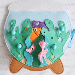Felt Quiet Book: Aquarium Magnetic Fishing Game, Sensory Travel Toy